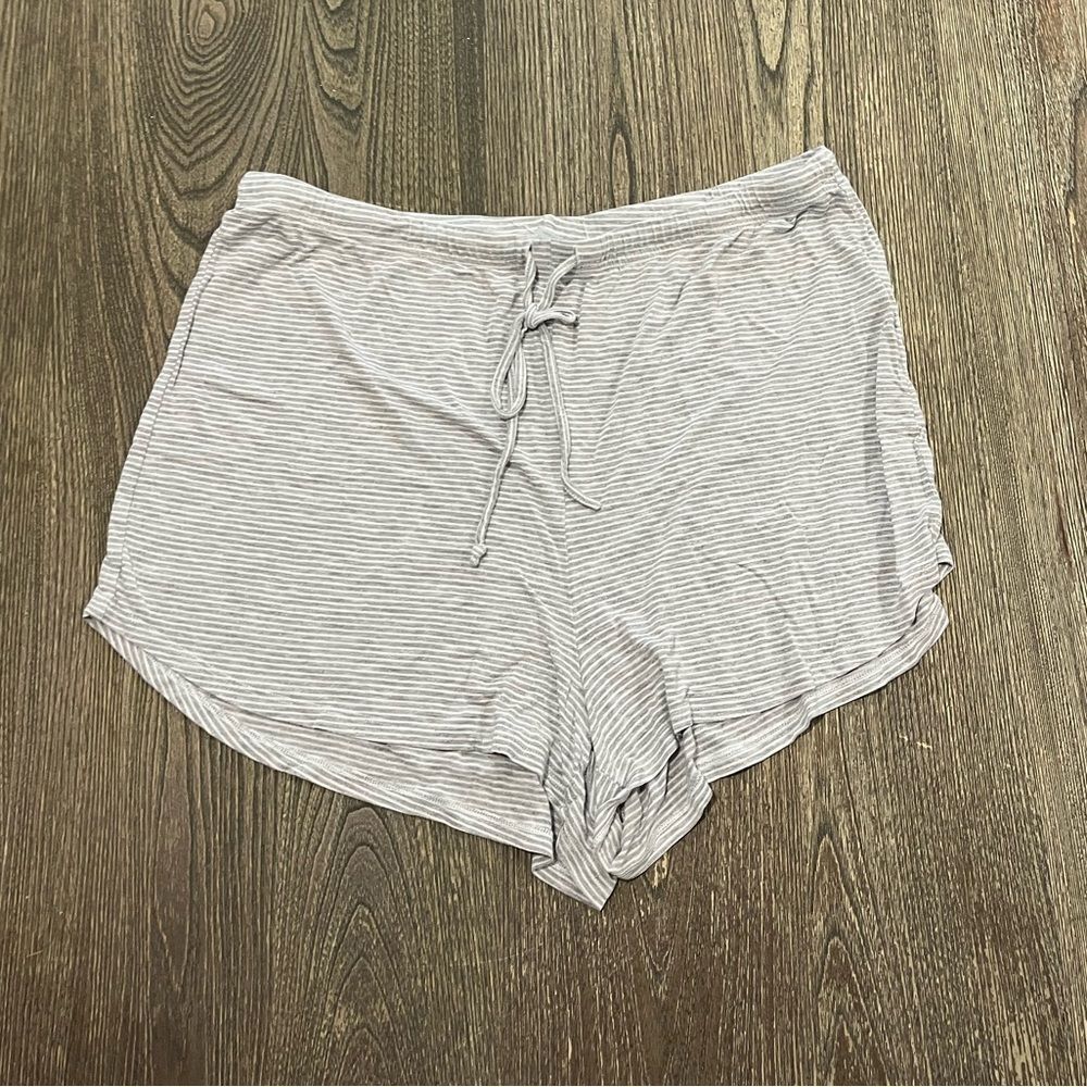 Venus Pajama Shorts Lightweight Pull On Lounge Drawstring Striped Gray Large